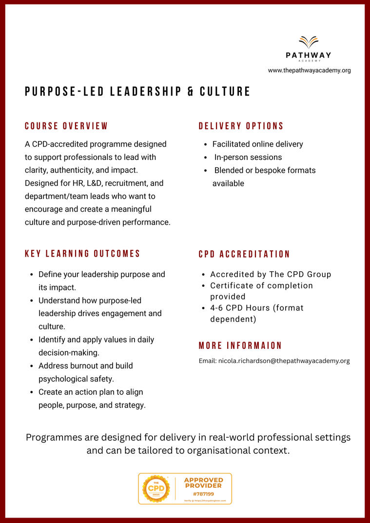 Purpose-led leadership and culture Purpose-led leadership and culture